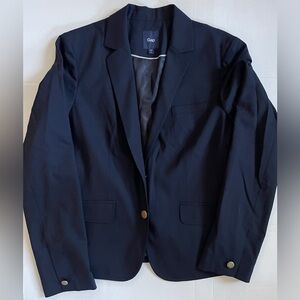 Gap Womens Navy Blue Blazer Jacket Sz 6 Brass Button Dressy Casual